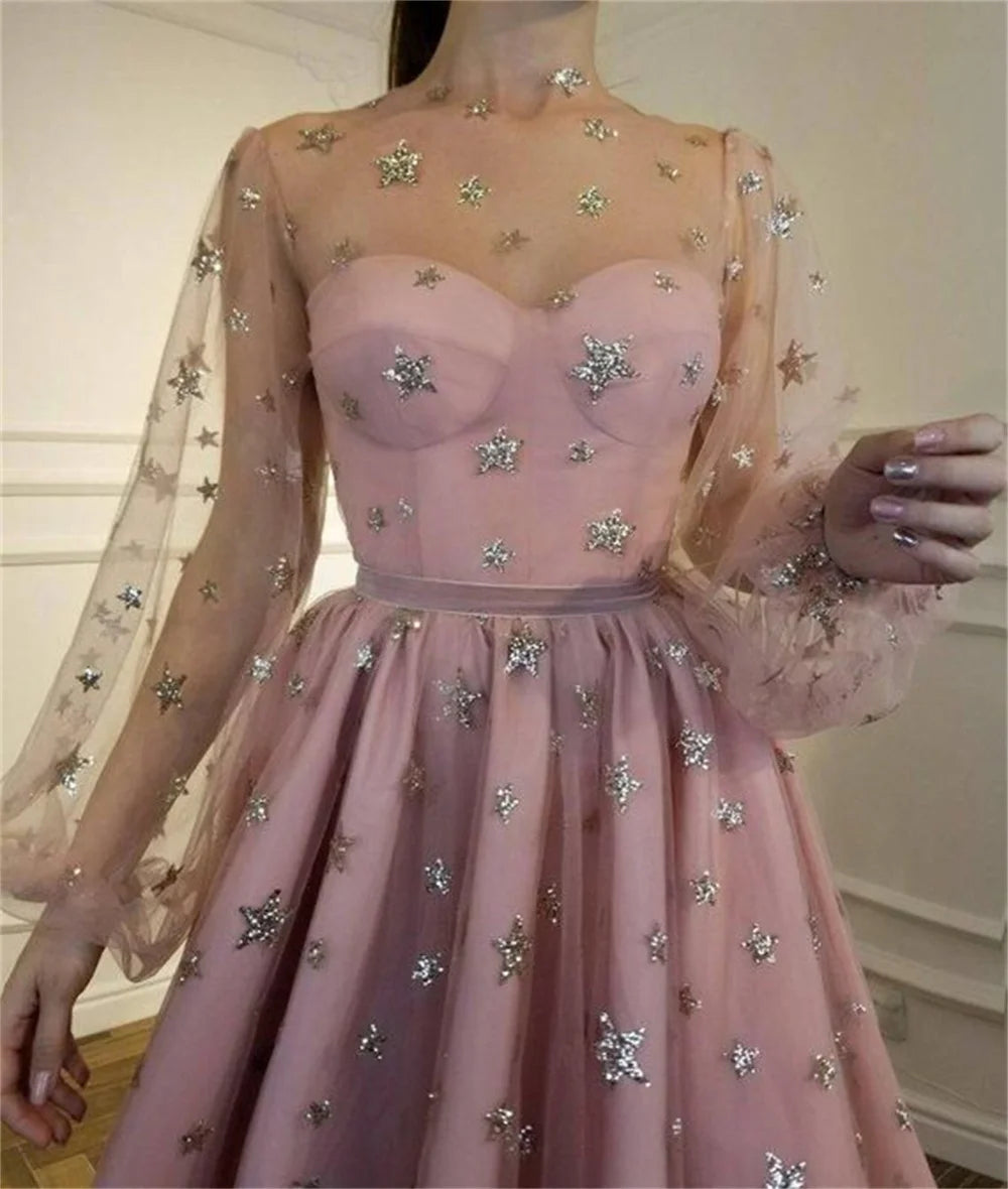 UU-Gauze Shoulder Lace Embroidery Wedding Dress Puff Sleeves Short Skirt  Heart Shaped Neckline Prom Dress