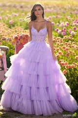 UU-Lavender Spaghetti Strap A-line Tulle Prom Dress 2024 Edge Curl Gorgeous Sleeveless Robes