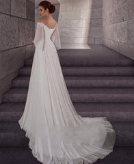 UU-Maternity Chiffon Wedding Dresses 2024 Long Sleeves Bohemian Pregnant Bridal Gowns Sweep Train Elegant Simple Robe