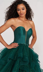 UU-Elegant Dark Green Prom Dress 2024 Sexy Strapless Edge Curl Fiesta Luxury Side Split Evening Dress