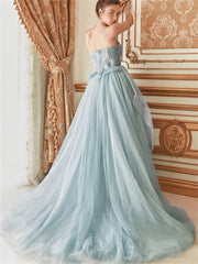 UU-Romantic Strapless A-Line Evening Gown 2024 Sexy Sleeveless Dress Simple Tulle Floor-Length Gowns