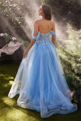 UU-3D Flower Lace A-line Prom Dress Elegant Heart Neck Tulle  Fruit Color Side Split Wedding Dress 2024