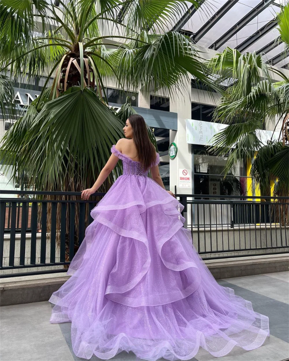 UU-Purple Glitter Prom Dresses Luxury Bridal Wedding Dress Evening Dresses Special Occasion Party Dresses Vestidos De Noche