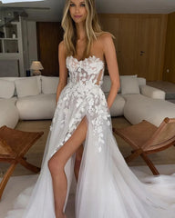 UU-Simple  Bridal Dress 2024 Elegant Sleeveless Wedding Dress Romantic A-Line Floor-length Dress